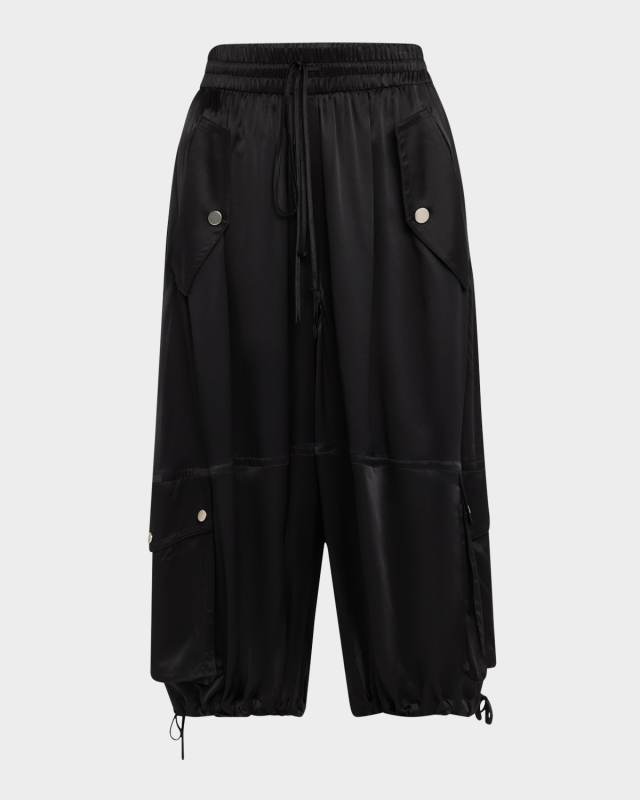 Braies Silk Wide-Leg Crop Cargo Pants